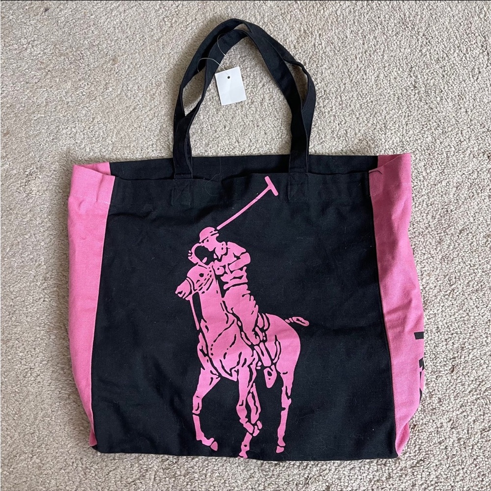 Vintage Y2K Ralph Lauren canvas Tote Bag with 2000 logo NWT
